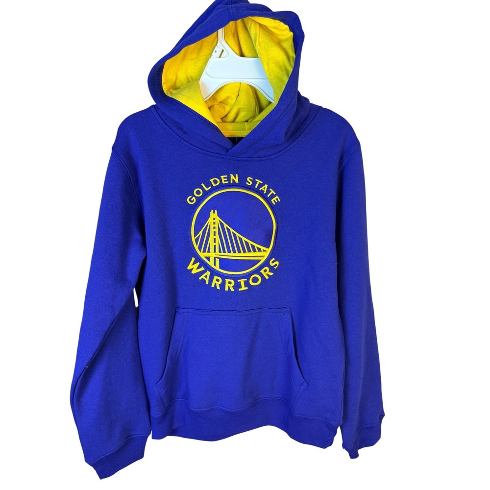 NBA Golden State Warriors Youth Hoodie Blue Yellow Embroidered Logo M‎ 10/12 NEW